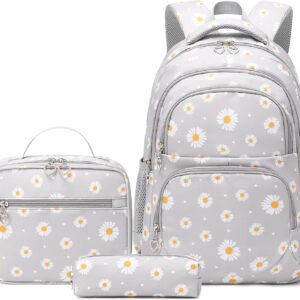 Girls‘ School Backpack, Women’s Oxford Backpack with Floral Pattern, School Bag, Outdoor / Leisure Daypack, School Backpack for Teenagers with USB Charging Port