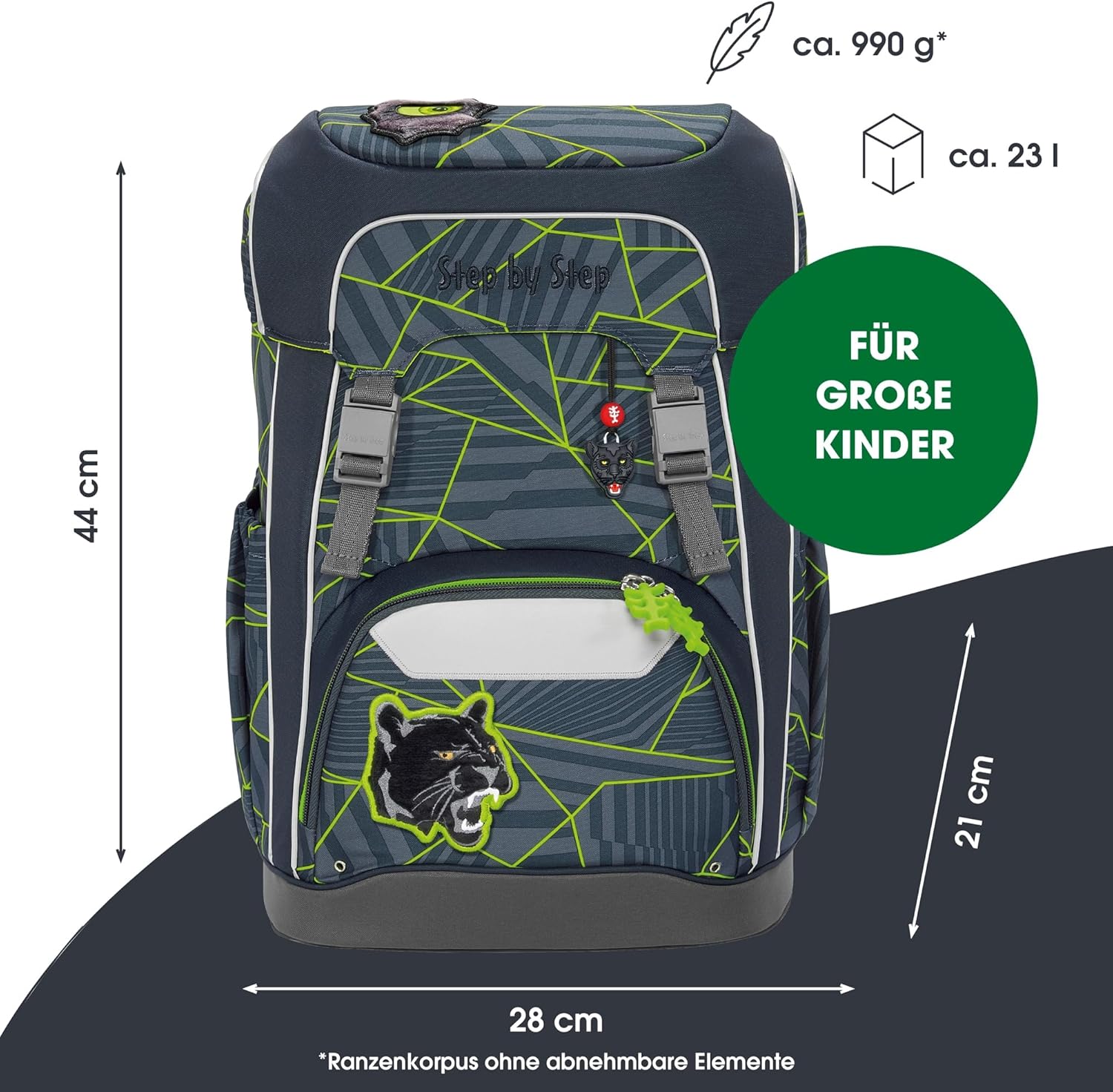 Step by Step Giant School Bag Set, 5 Pieces, Ergonomic Satchel with Reflectors, Height-Adjustable with Hip and Chest Strap, Year 1 On Up, 23 Litres – Bild 2