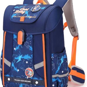 School Backpack Girls Boys Ergonomic 1-4th Class with Chest Strap, 2025 Children's Backpack School 6-10 Years School Bag with Removable Belt and Reflective -6187, blue, Rucksack Backpacks
