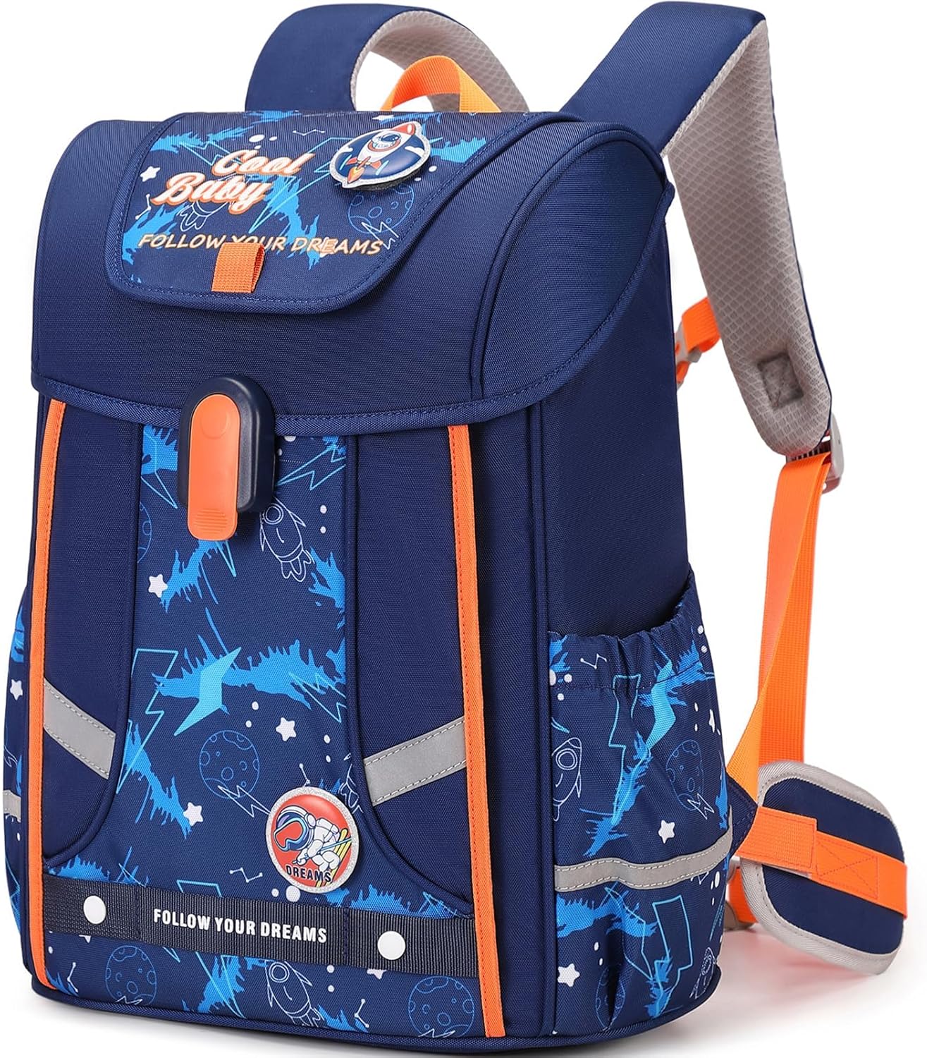 School Backpack Girls Boys Ergonomic 1-4th Class with Chest Strap, 2025 Children's Backpack School 6-10 Years School Bag with Removable Belt and Reflective -6187, blue, Rucksack Backpacks