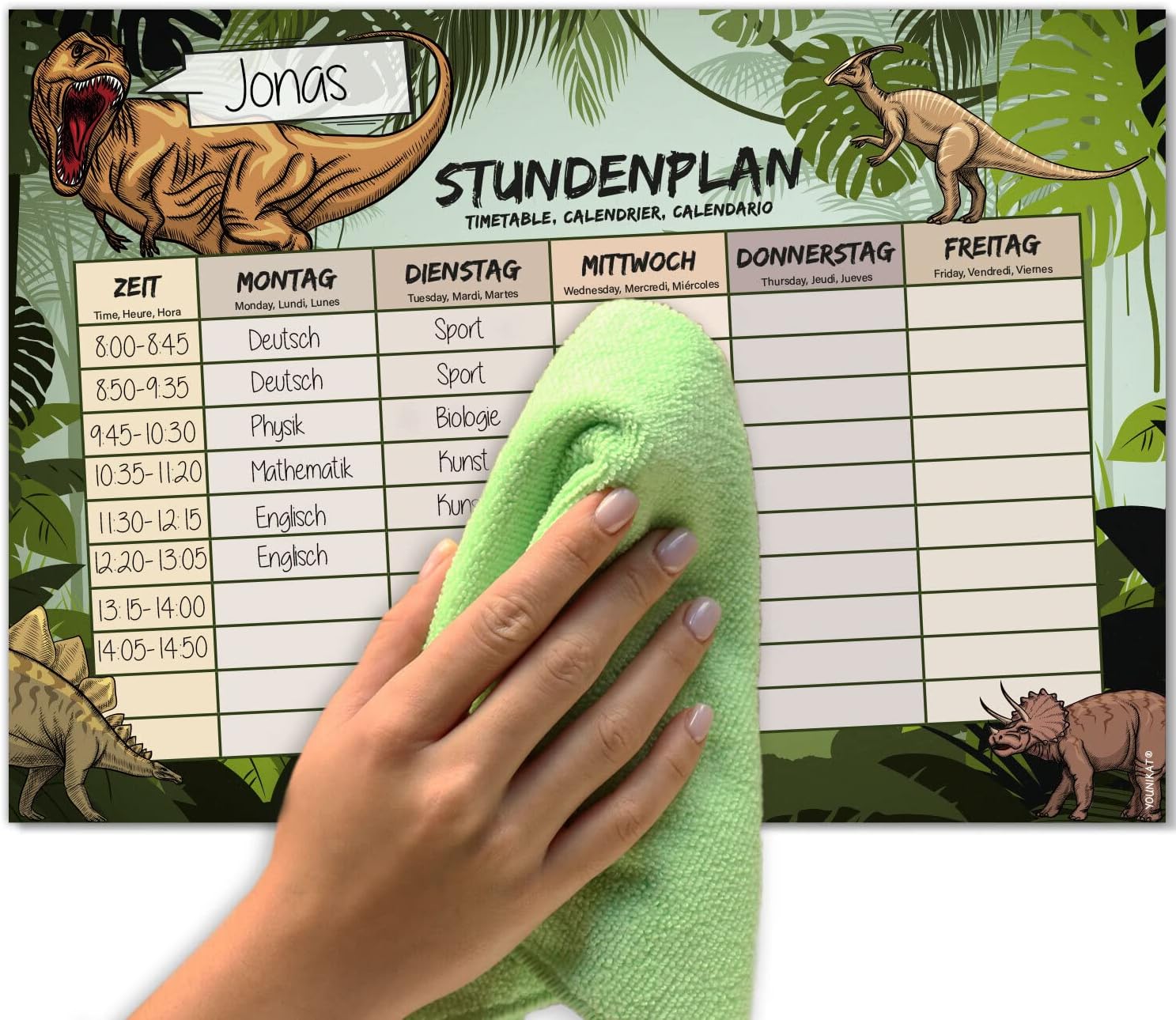 younikat Timetable Wipe Clean for Hanging I Dinosaur I Includes Pen Rewritable I School Gift Dino I dv1072 – Bild 7