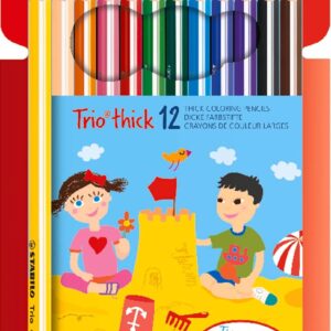 Triangular Colouring Pencil – STABILO Trio thick – Pack of 12 – Assorted Colours