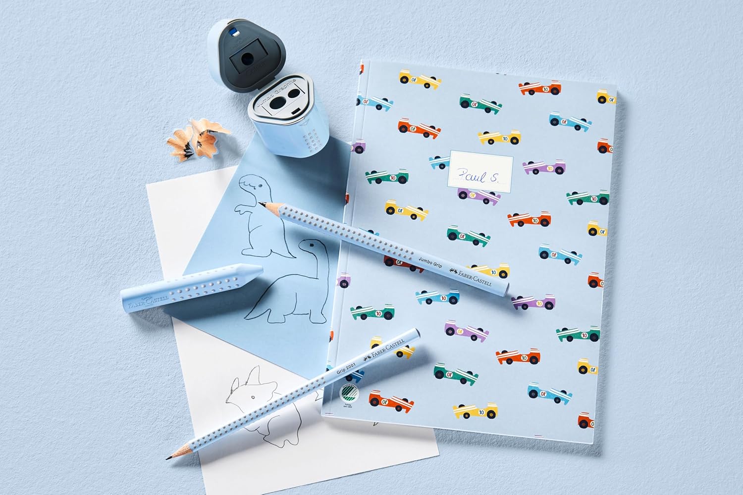Faber-Castell 580084 Pencils Set Sky Blue 3-Piece with Jumbo Pencil B, Sharpener and Eraser – Bild 6