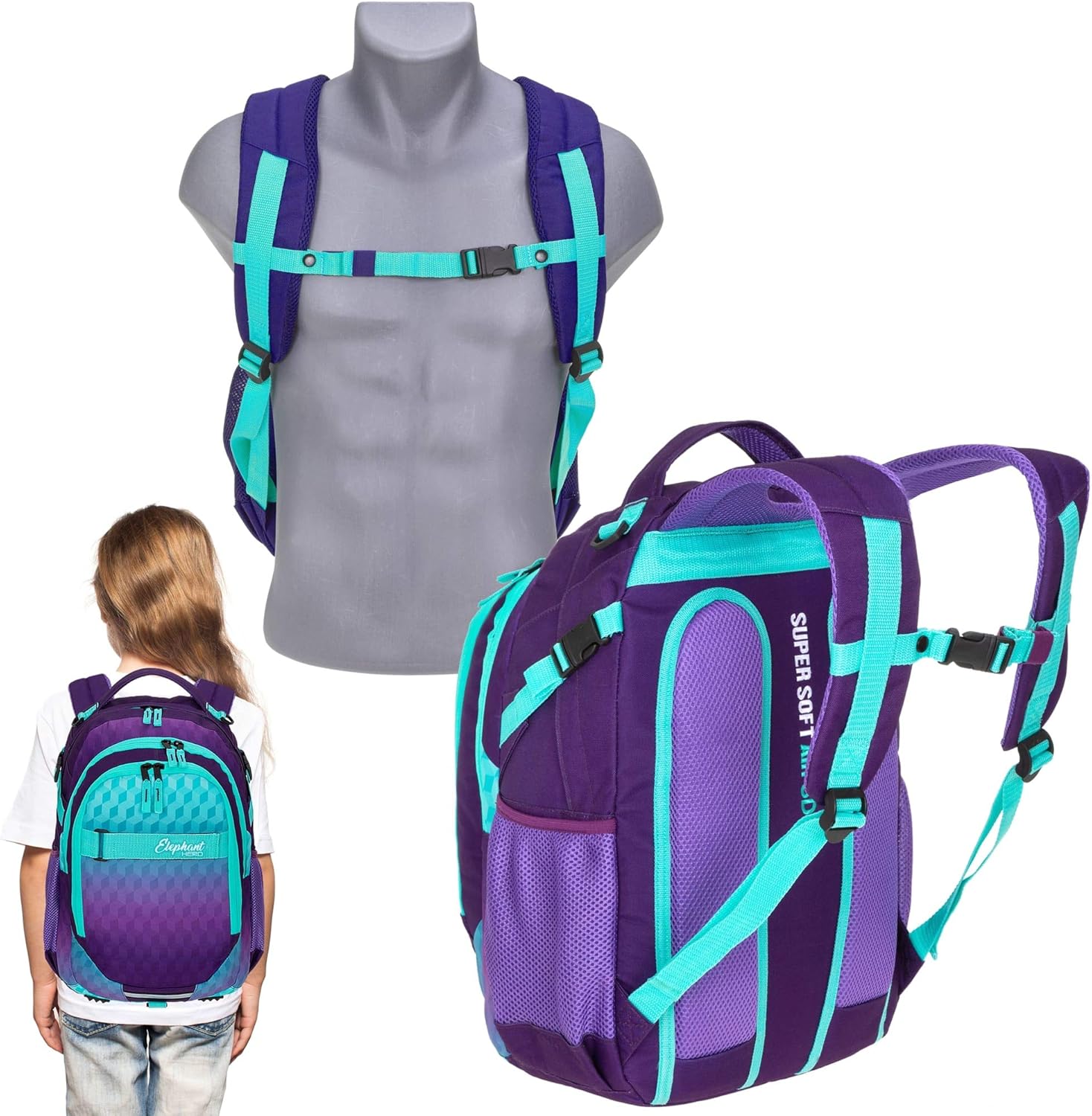 Elephant Hero Signature 12609 3-Piece Set School Backpack + Sports Bag + Pencil Case – Bild 6