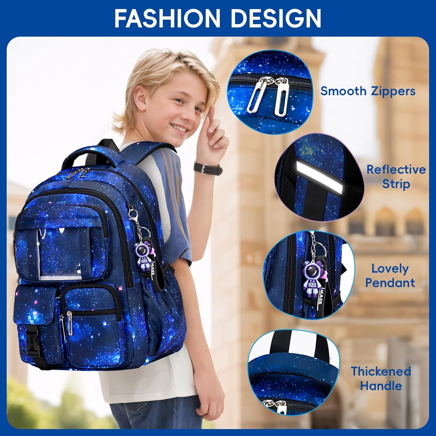School Backpack Boys Backpack School Boys Breathable School Bag for Boys 1st - 5th Grade, Casual School Bag Kids for Primary School Middle School, Navy Blue – Bild 2