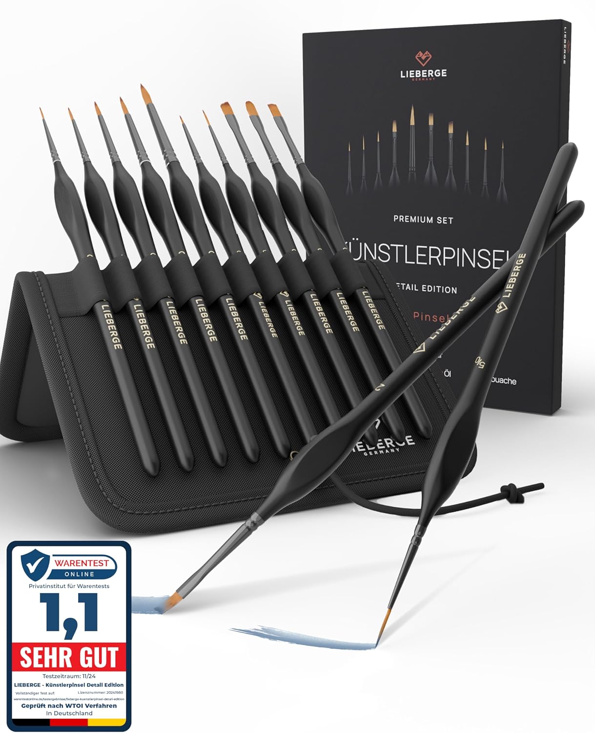 Premium Detail Brush Set Acrylic Paints - 10 Extra Fine Brushes for Highest Precision - Acrylic Brush, Watercolour Brush, Model Making (10)