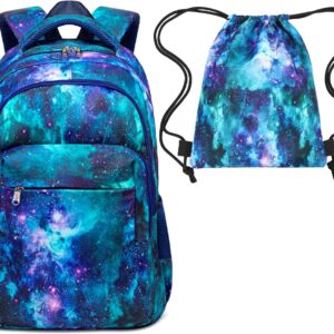 LEDAOU Backpack for Men and Women - Lightweight Waterproof Daypack - Minimalist School Backpack + Laptop Bag (up to 15.6 Inches) - Ideal for University, Travel & Everyday Use, Galaxy Blue+5017