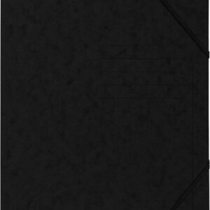 Exacompta 555411E, Pack of 5, Premium Corner Folder Made in Germany Made of Extra Strong Colorspan Cardboard DIN A4 with 2 Elastic Bands, Document Folder, Ideal for the Office and School, Black