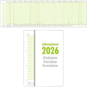 Primus Print – 1 x Year Planner Holiday Planner Personal Planner Service Planner 2026 – Foldable, Folded, Perforated in Format 980 x 297 mm – Wall Calendar 14 Months Including Holidays and Holidays