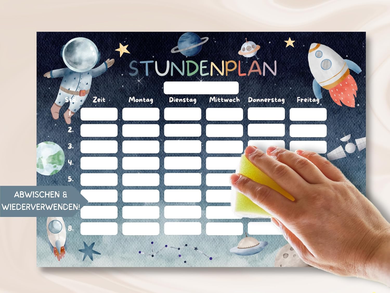 Space timetable magnetic wipe clean (magnetic timetable with pen) – Bild 4