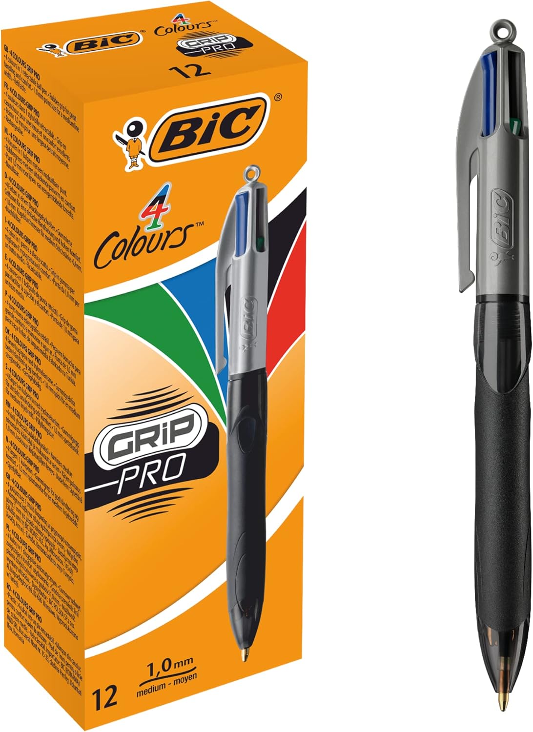 BiC 4 Colour Grip Pro Medium Ballpoint Pen (Box of 12)