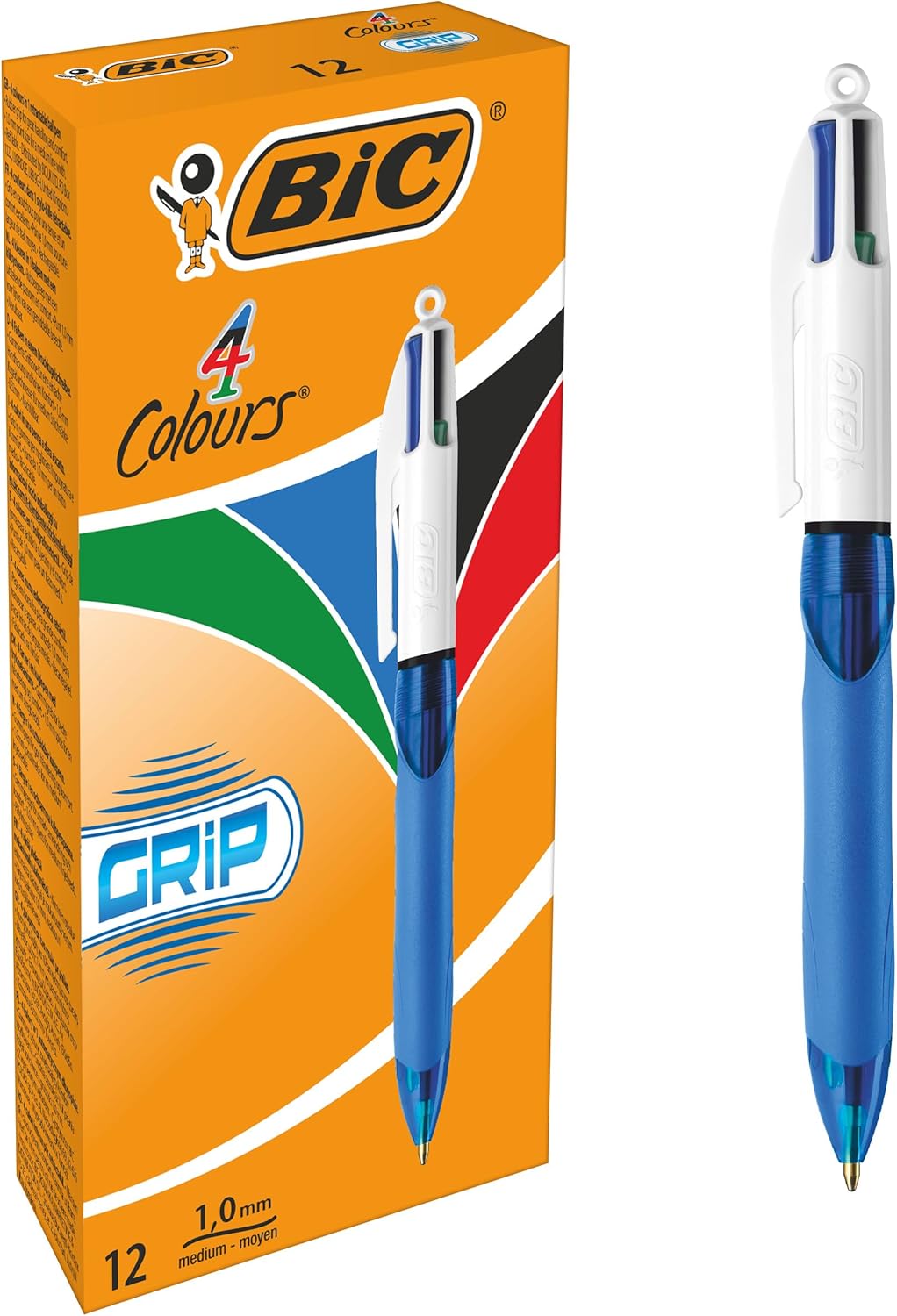 BiC 4 Colour Grip Medium Ballpoint Pen (Box of 12)