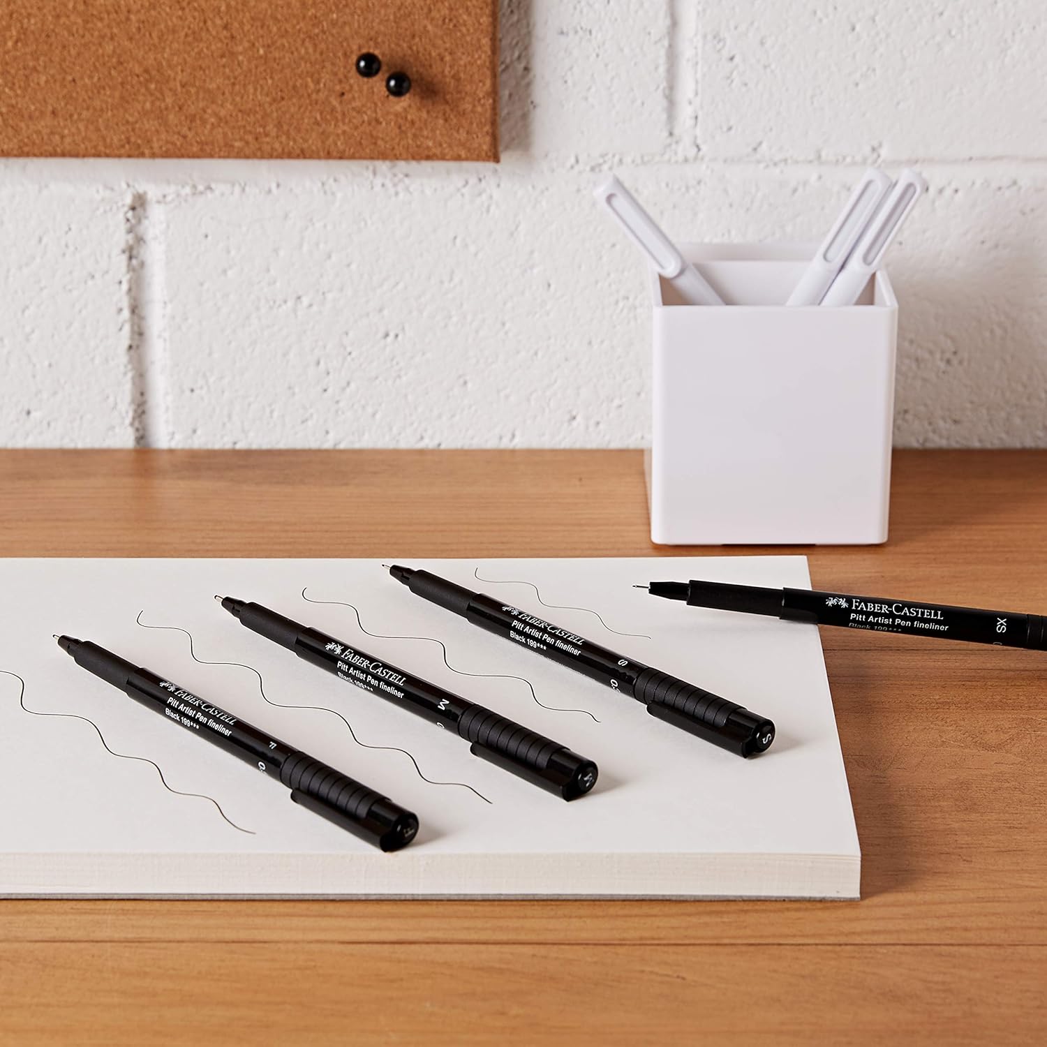 Faber-Castell 167115 Pitt Artist Pen, Indian Ink Pen, Pack of 4, Contents: M, F, S, XS, Black, Black – Bild 2