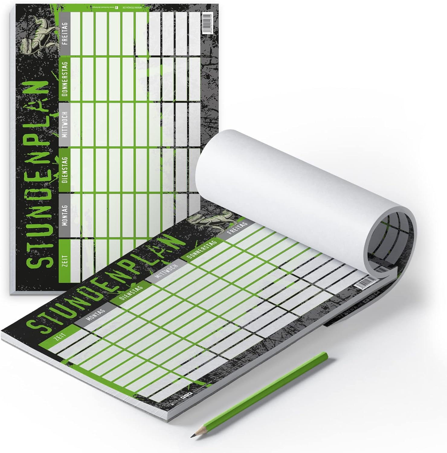 itenga Timetable DIN A4 as a pad, 25 sheets, motif T-Rex dinosaur timetable pad