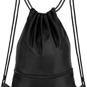 Jewan Backpack with Drawstring, Gym Bag, Black Sports Bag for Men and Women, Drawstring Bag, Adjustable Gym Bag with Inner Pocket for Sports, Travel, School, Beach, black