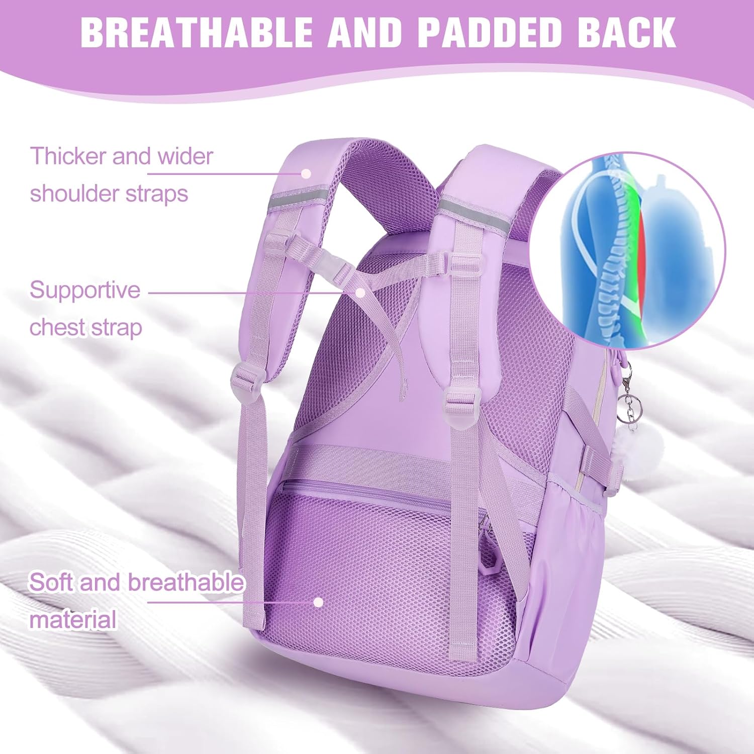 Bevalsa School Backpack Girls Teenager School Bag with Lunch Bag and Pencil Case, Bow Checked Leisure Backpack Large Waterproof School Bag Backpack Daypacks for Children Women – Bild 5