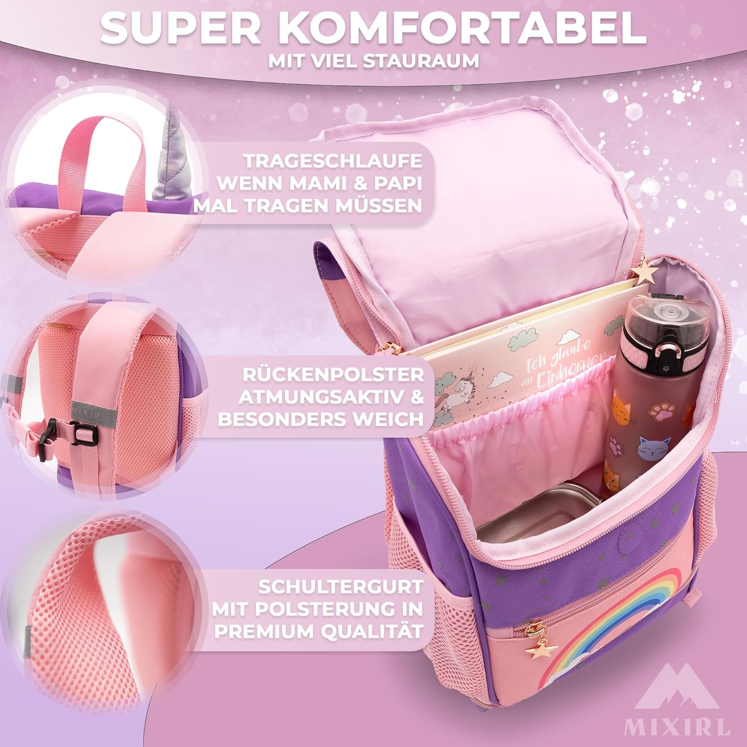Nursery Backpack Girls & Toddler Backpack from 3 Years High-Quality Unicorn Children's Backpack with Chest Strap – Ideal for Leisure, KiTa, Nursery, pink – Bild 5