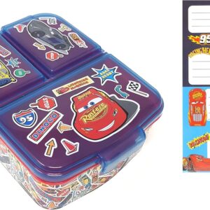 Children’s Lunch Box Sandwich Box – Children’s Lunch Box with Compartments – Bread Box with Dividers, BPA-Free, with Name Sticker (Cars)