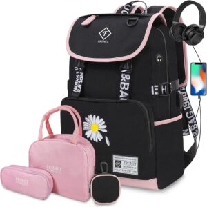 Backpack for Teens and Girls, Unisex Bookbags for College Students Middle School, pink, Rucksack