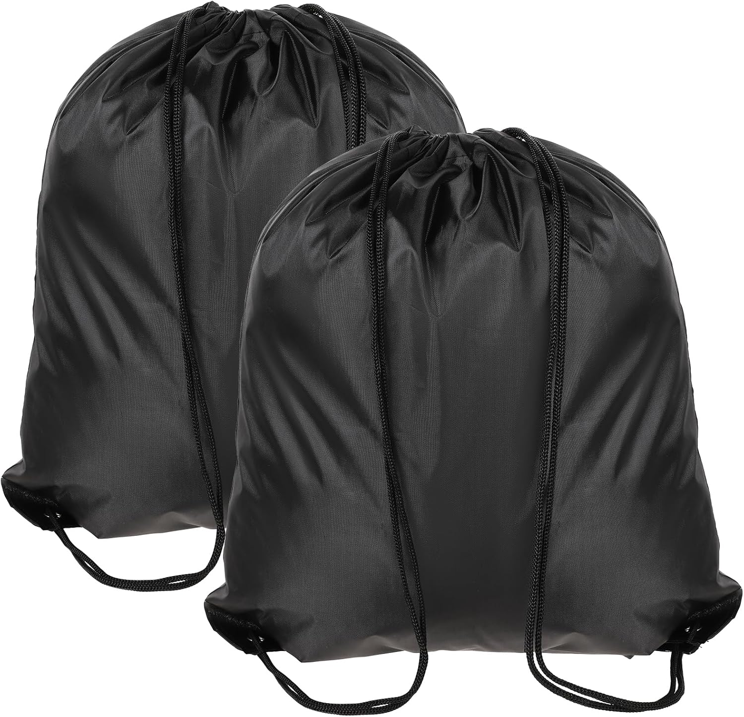 Pack of 2 Drawstring Bag String Backpack with Drawstring Swimming Bag Adjustable Gym Bag Black PE Bag Polyester Sports Bag for Women Men Sports Gym Travel Swimming Beach, black