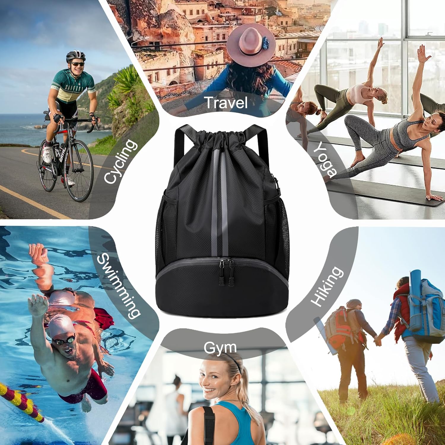 Hoedia Hoe-Sports Unisex Drawstring Backpack – Bild 8
