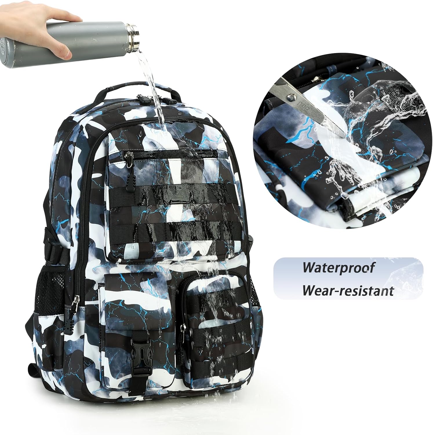 Lmwzh Boys for school backpack teenager school bag boys for school bag reflective backpack waterproof school bag – Bild 4