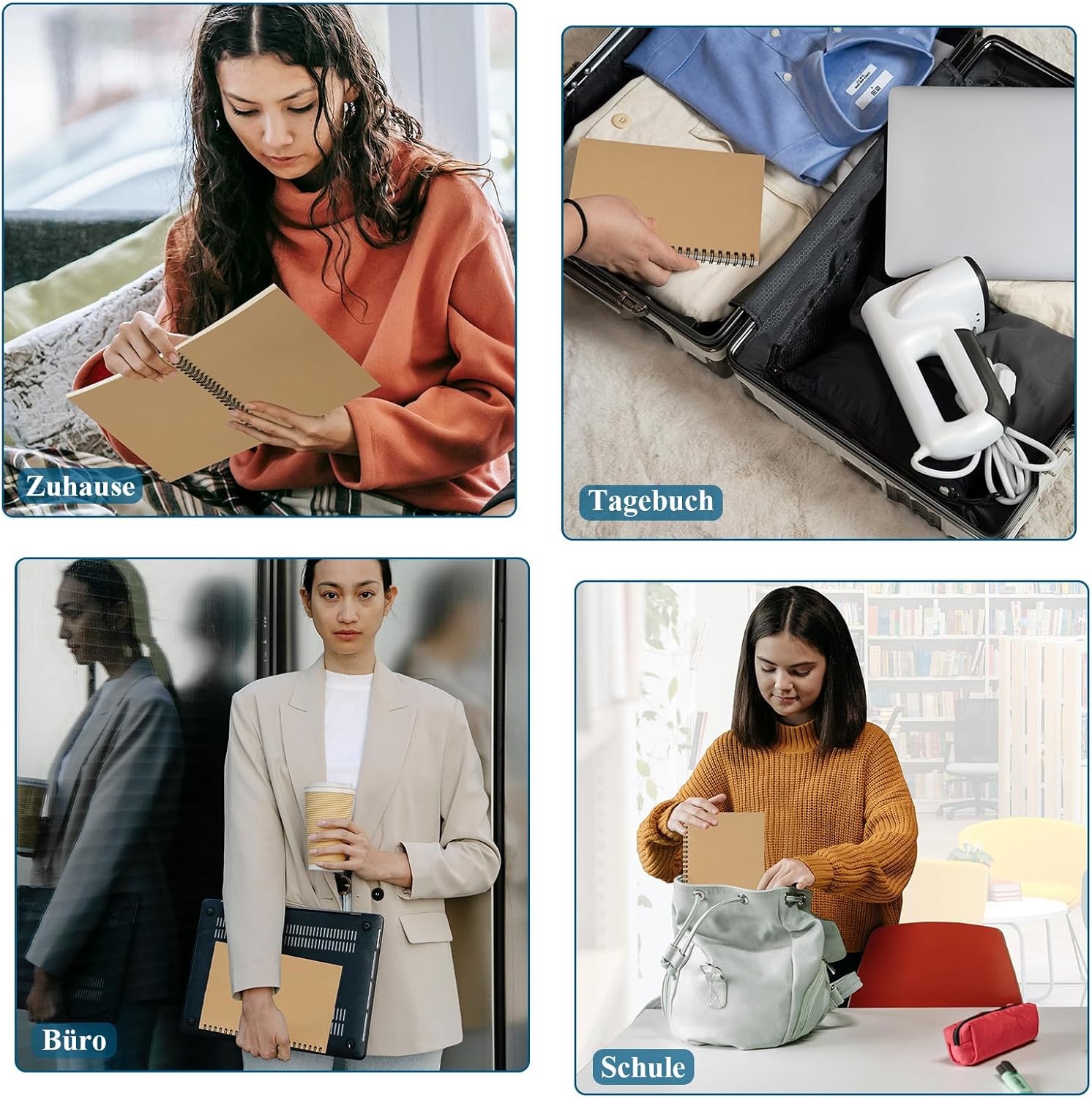 ZCZN Notebook A5 Squared, Pack of 12 Spiral Notepad, 60 Sheets, Notebook for Office and School – Bild 6