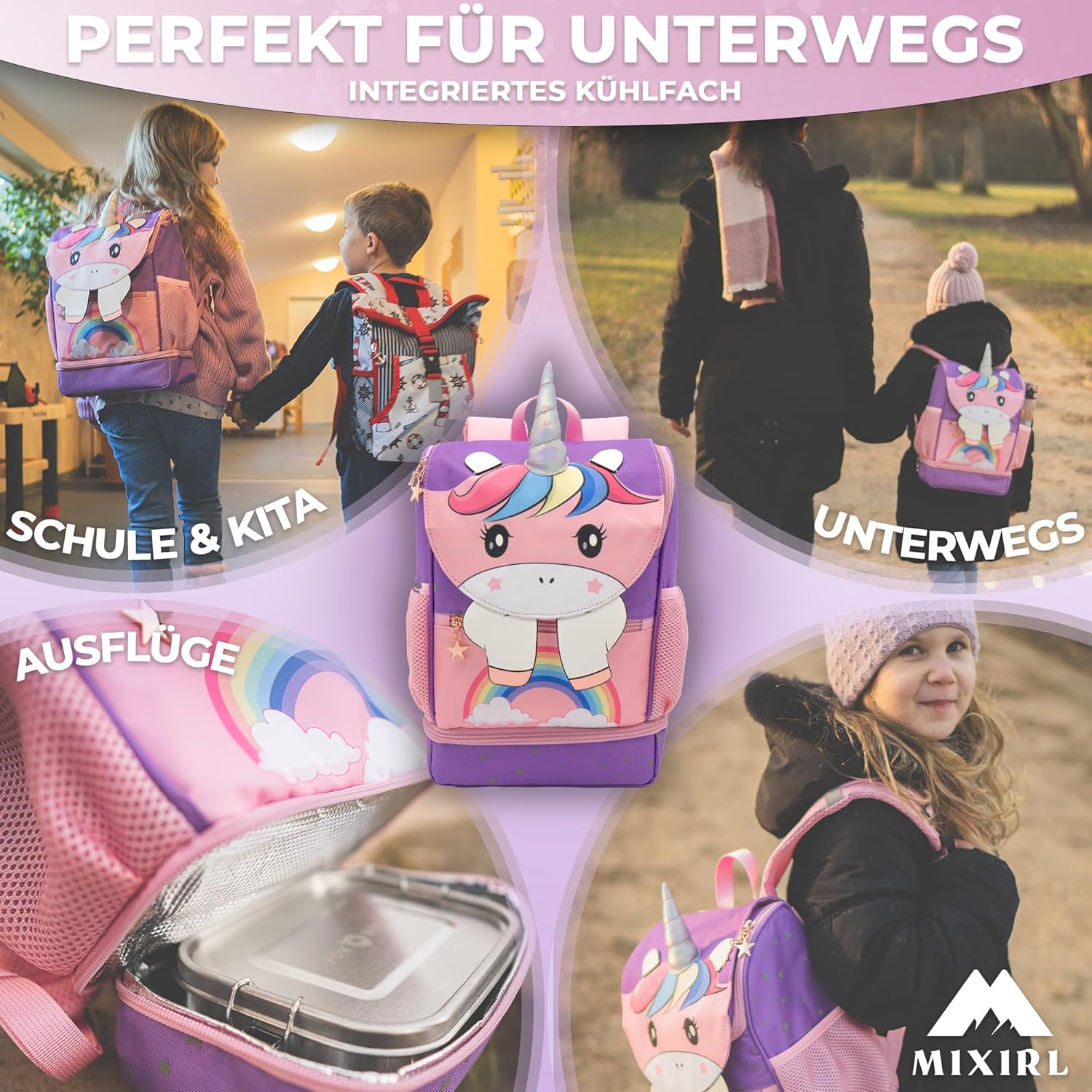 Nursery Backpack Girls & Toddler Backpack from 3 Years High-Quality Unicorn Children's Backpack with Chest Strap – Ideal for Leisure, KiTa, Nursery, pink – Bild 7
