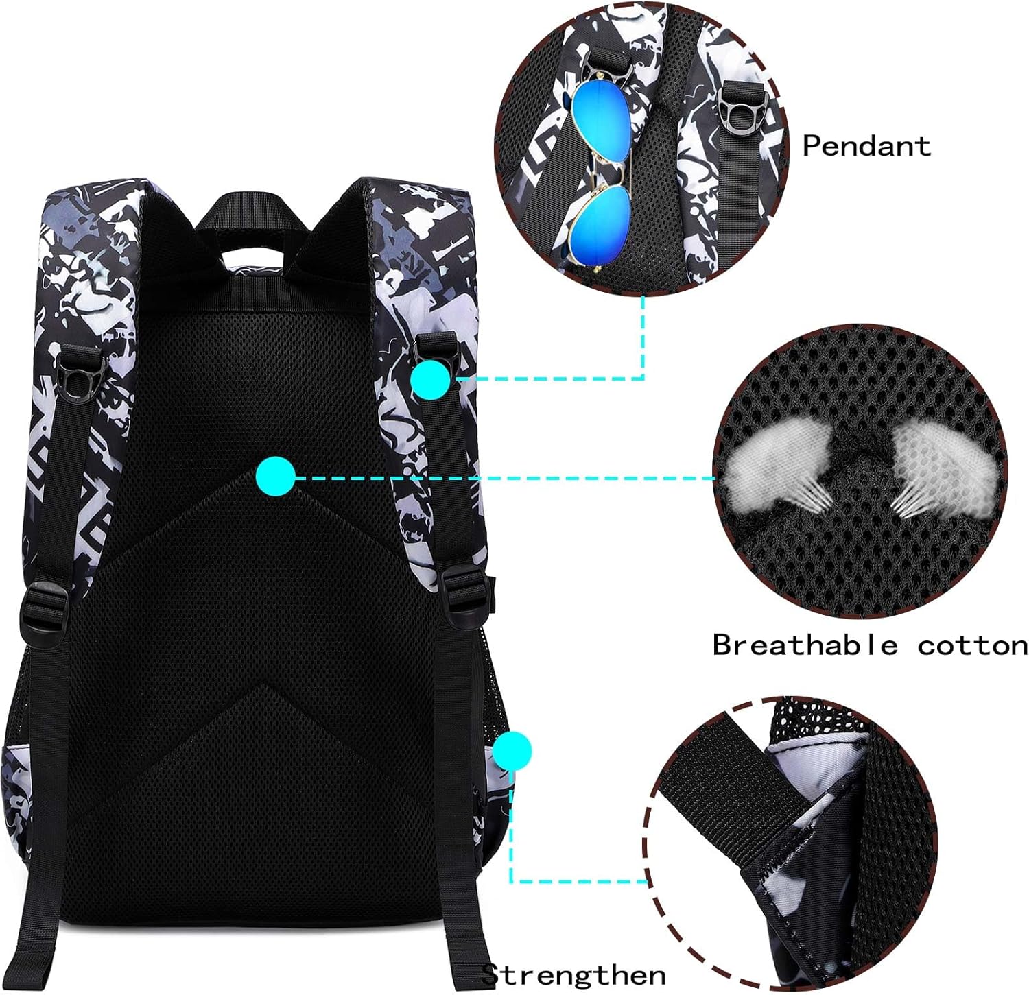 Asge School Backpack Boys Teenagers School Bags Girls Satchel Ergonomic Children's Backpacks Football Print School Bag for 8 10 14 Years School Bags for Boys Waterproof School Bag Large for School – Bild 6