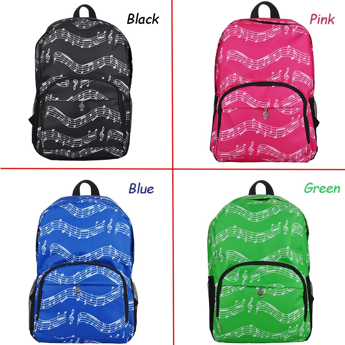 PUNK Oxford Musical Notes Print Backpack for School Boys Girls Stylish Art Bookbags (Musical Notes Patterns Pink) – Bild 4