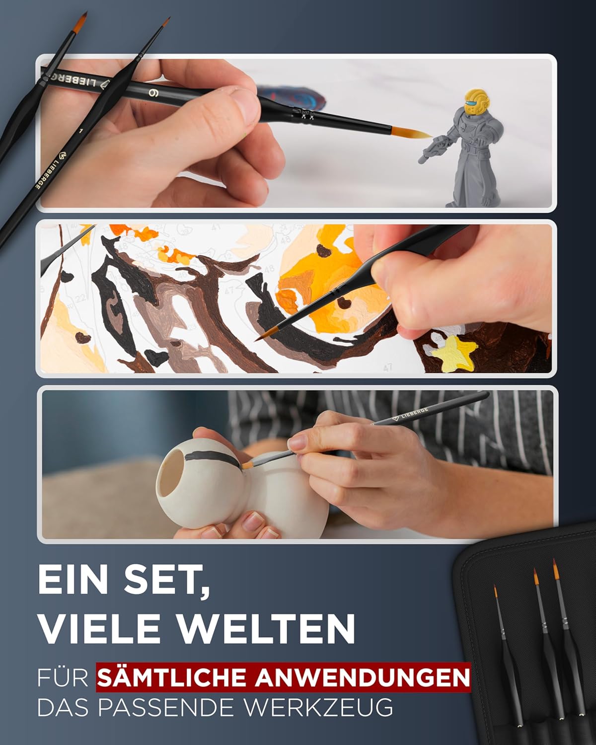 Premium Detail Brush Set Acrylic Paints - 10 Extra Fine Brushes for Highest Precision - Acrylic Brush, Watercolour Brush, Model Making (10) – Bild 4