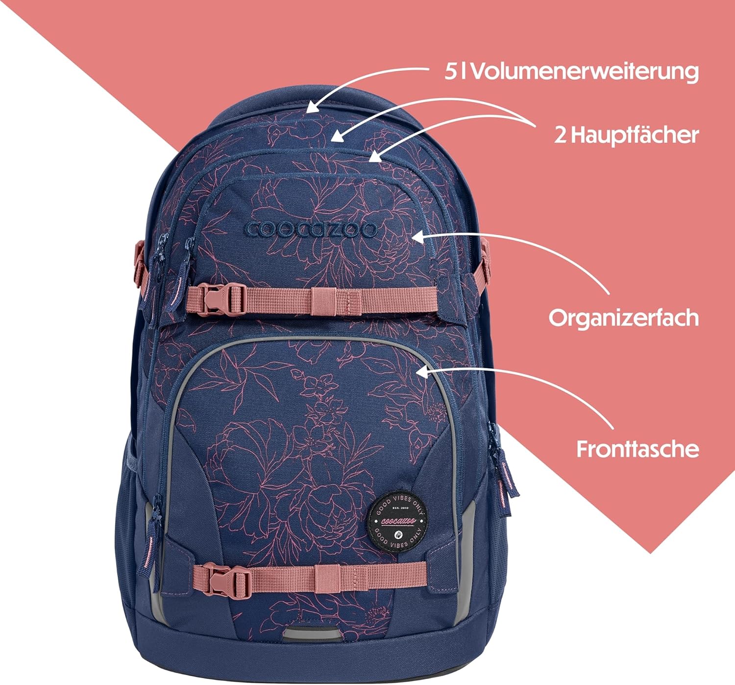 Coocazoo PORTER school backpack, ergonomic & adjustable satchel, height & size adjustable, with chest strap & hip belt, lightweight & individual, from 3rd grade – Bild 3