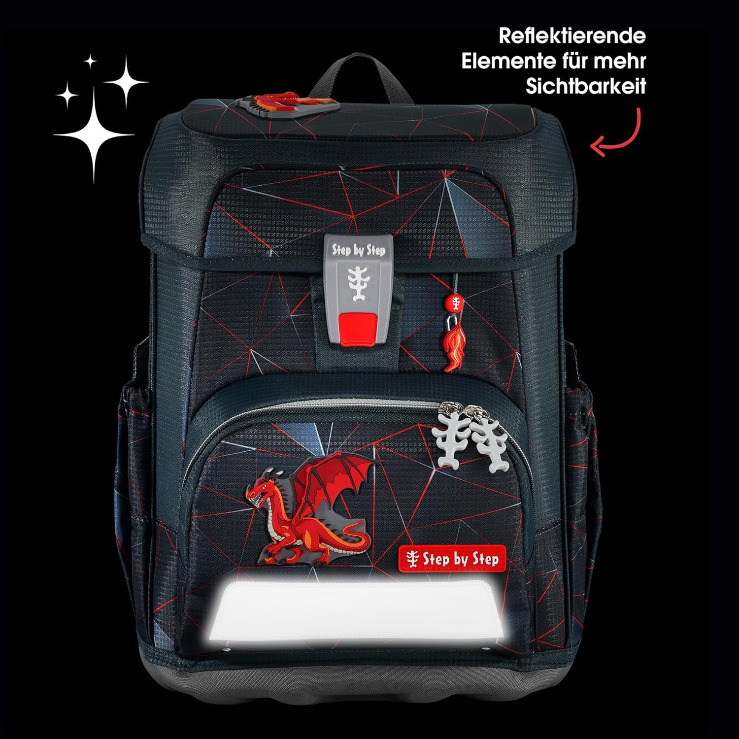 Step By Step School Bag Set Cloud, 5 Pieces, Ergonomic Bag with Reflectors, Height Adjustable with Waist Belt, From Year 1 19 L – Bild 8