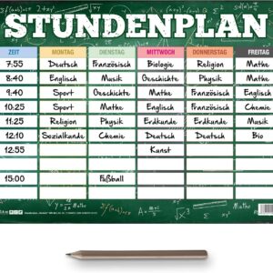 itenga Timetable DIN A4 with Motif Double-Sided One Side Wipeable 300 g Cardboard Timetable for Girls and Boys (Formula)