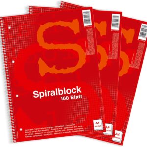 Pelikan NoName 11149184 Spiral Notepad A4 Squared 160 Sheets Pack of 3