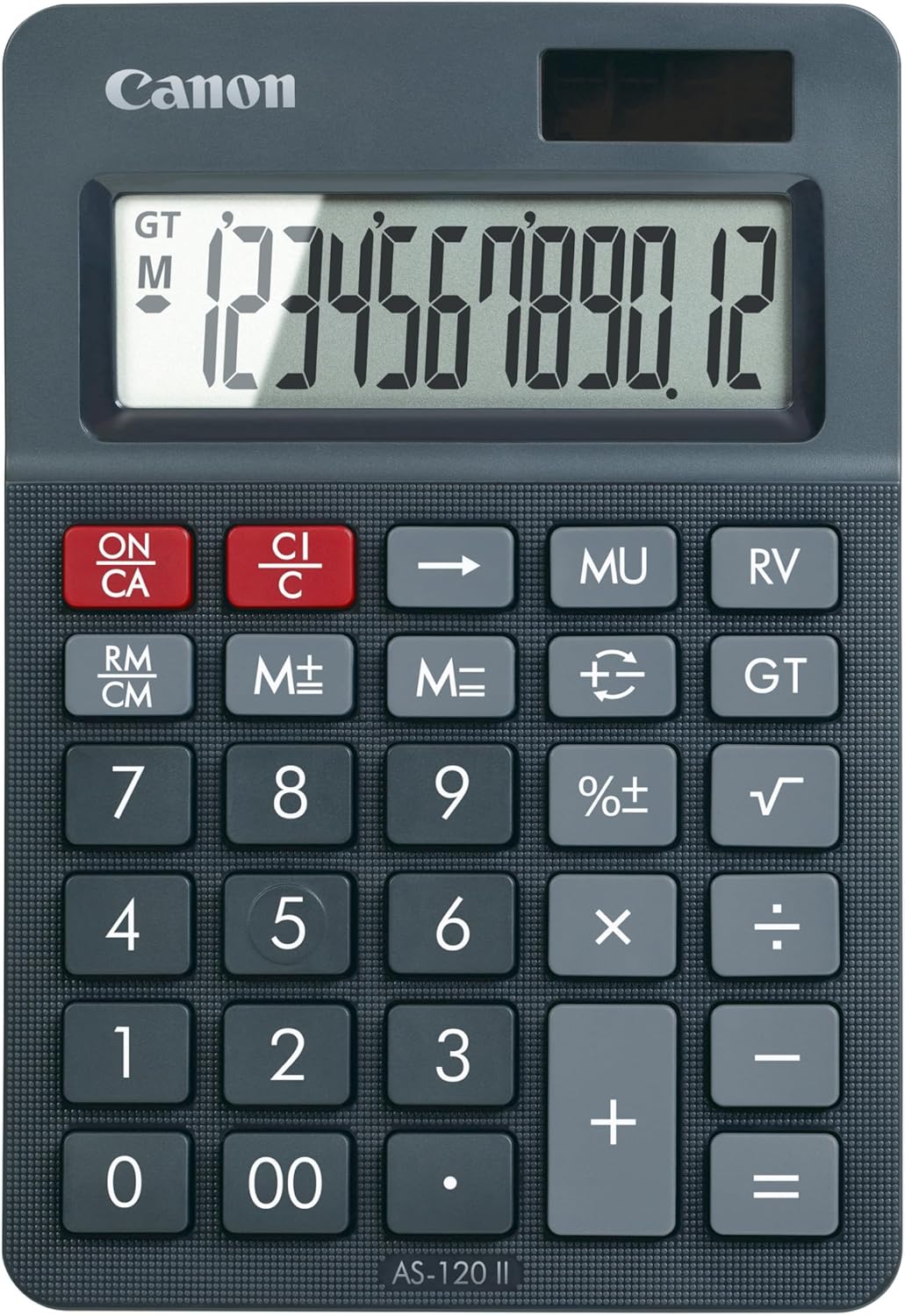 Canon AS-120 II Solar and Battery Powered Calculator 12 Digits Black