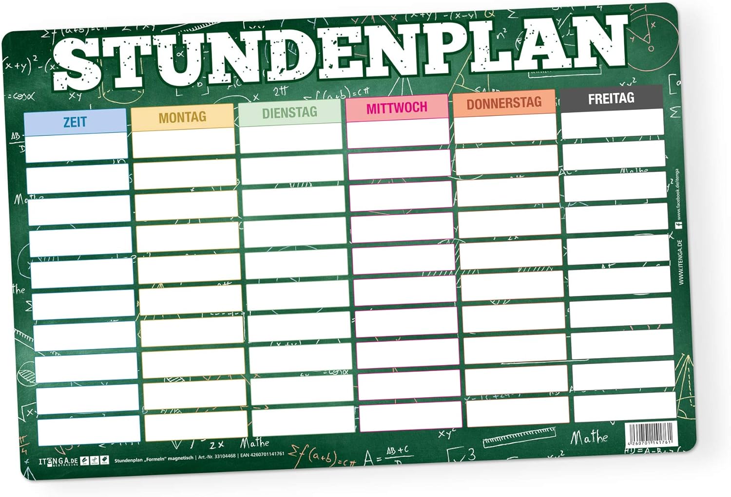 itenga Timetable DIN A4 Magnetic 30 x 20 cm Wipe Clean e.g. for the Fridge Motif Formulas