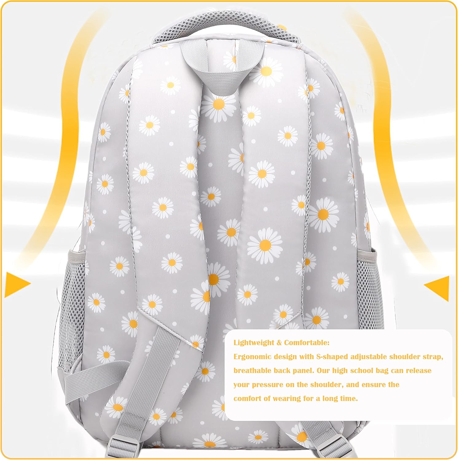 Girls' School Backpack, Women's Oxford Backpack with Floral Pattern, School Bag, Outdoor / Leisure Daypack, School Backpack for Teenagers with USB Charging Port – Bild 8