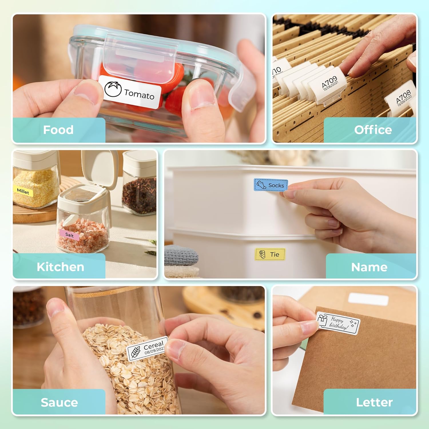 Nelko Label Printer with Tape, Portable Bluetooth Label Printer P21, Wireless, Built-in Cutter, Mini Label Printer with Templates for Organisation, Storage, Office and Home, White – Bild 9