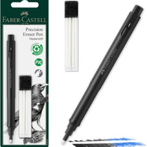 FABER-CASTELL 185610 – Eraser Pen Precision Eraser Pen, Includes Refill Eraser, for Professionals and Hobby Artists
