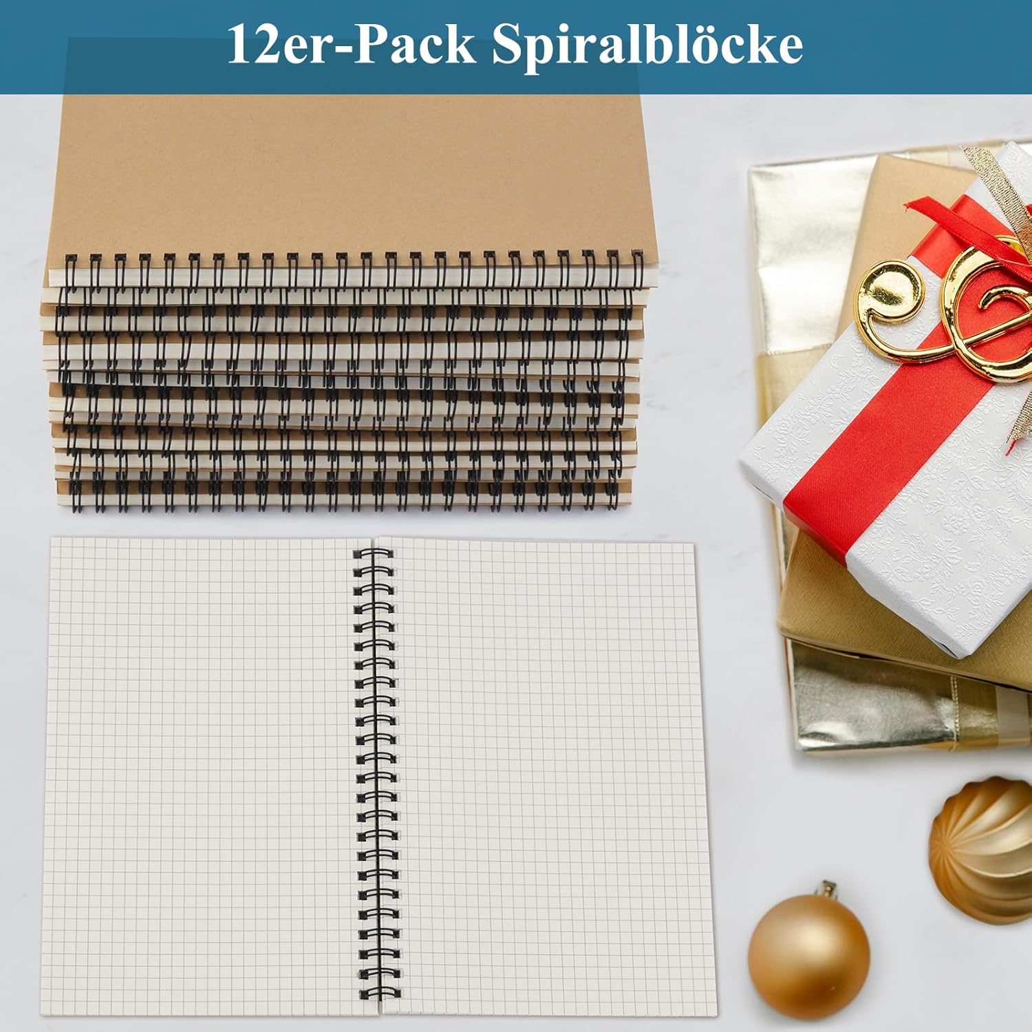 ZCZN Notebook A5 Squared, Pack of 12 Spiral Notepad, 60 Sheets, Notebook for Office and School – Bild 5