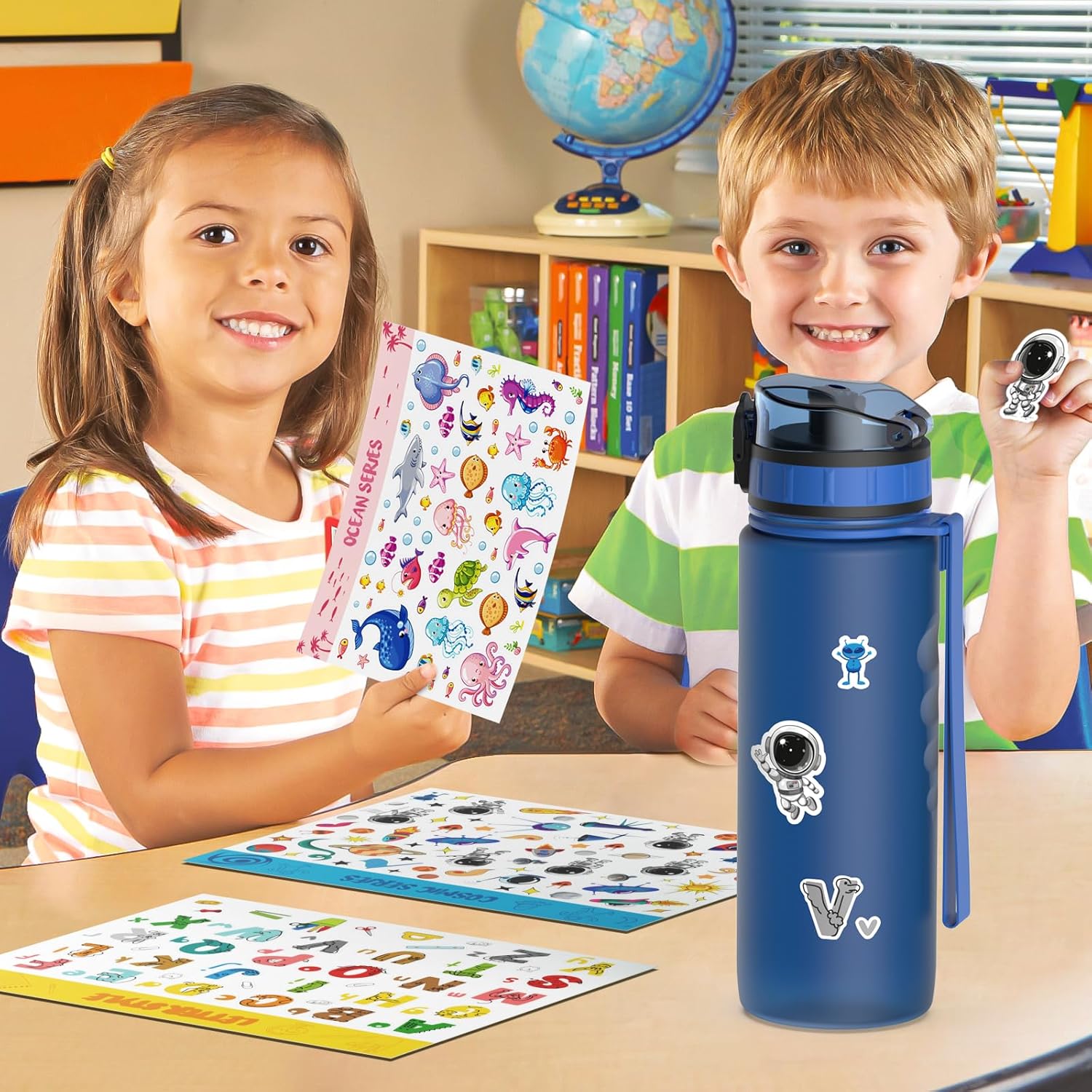 Luyiilo Children's Leak-Proof Sports Drinking Bottle for School, Hiking & Gym, Suitable for Carbonated Drinks, BPA-Free, with Fruit Insert (Blue, 500 ml) – Bild 6