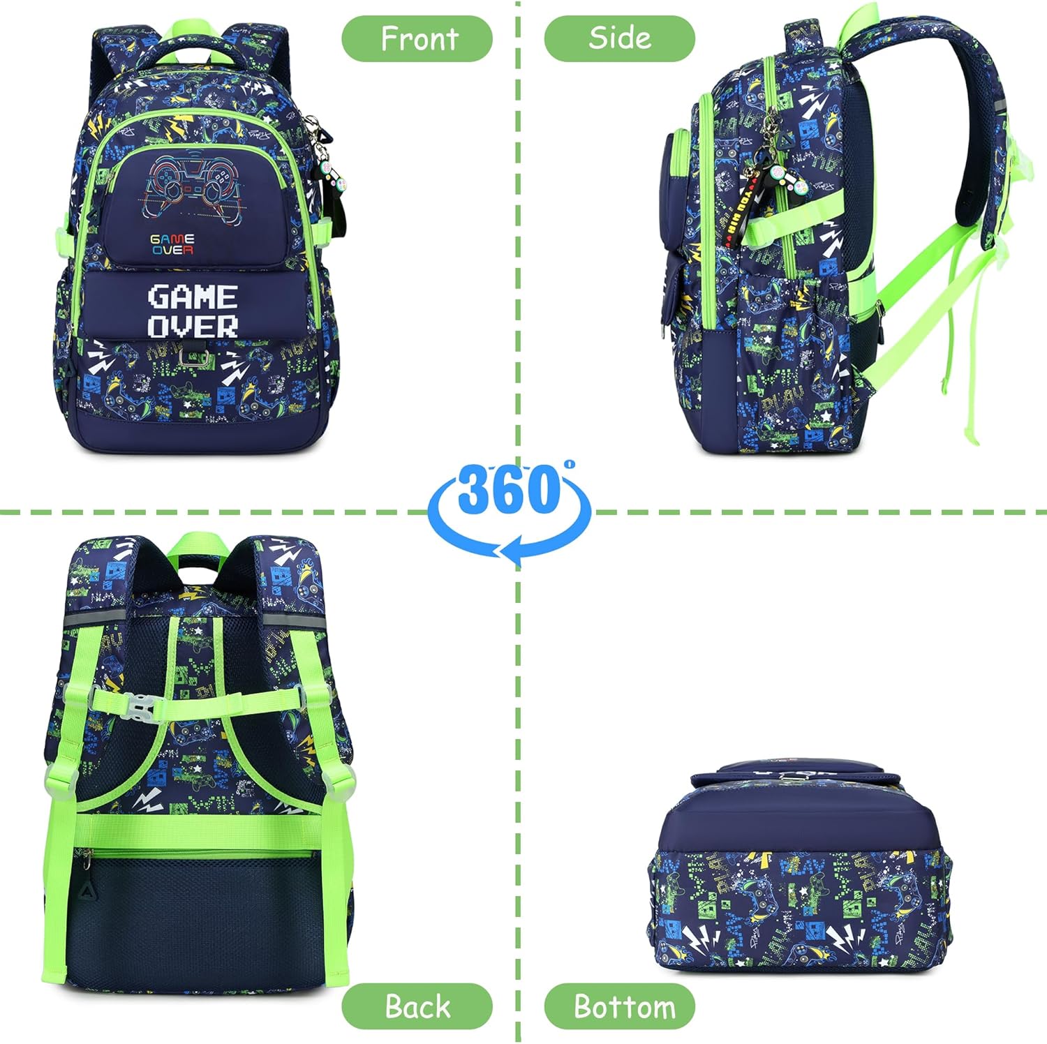 Makukke School Backpack Set for Teenagers Boys, Gamer School Bags with Lunch Box and Pencil Case, Gifts Cool School Bag for Primary and Middle School – Bild 7