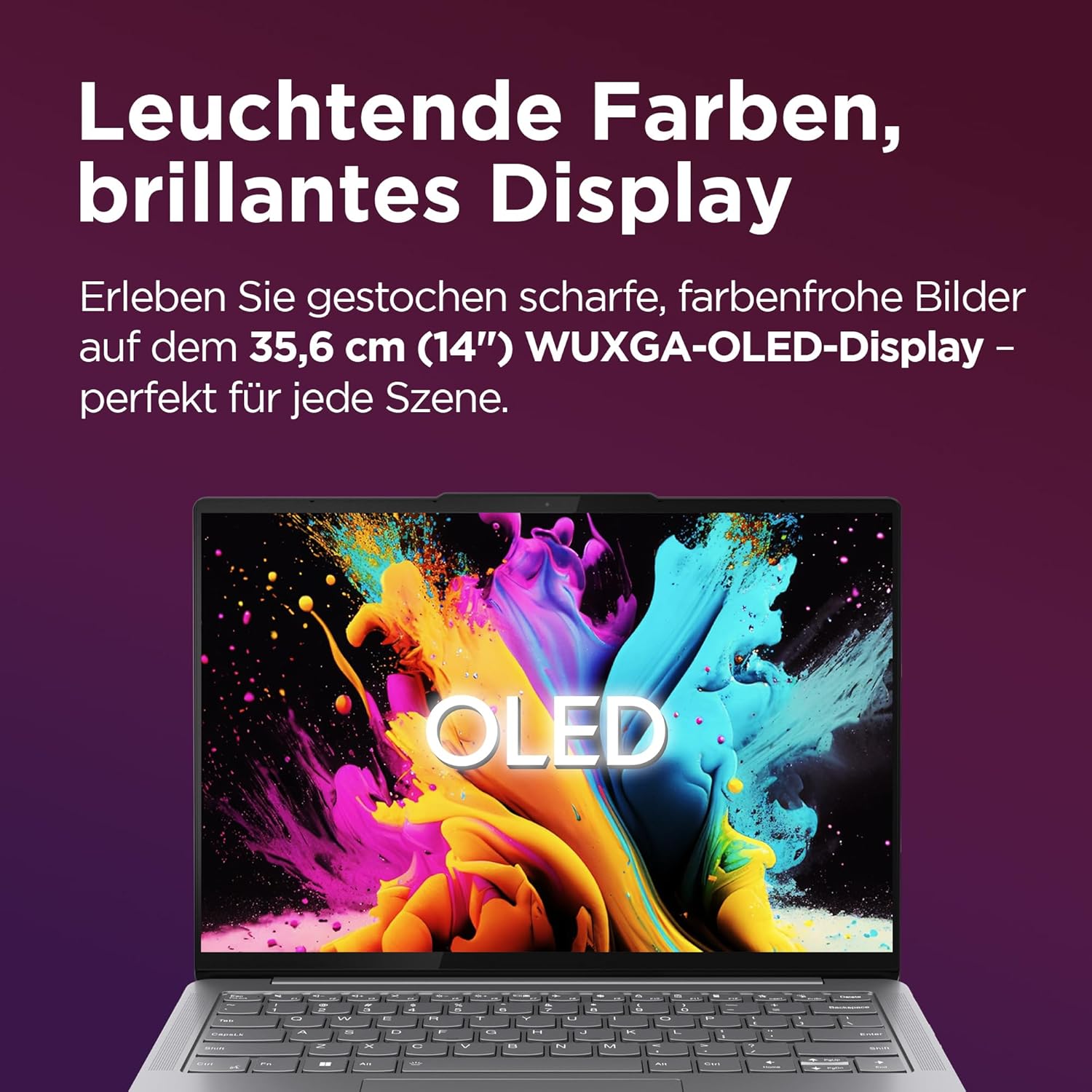 Lenovo Yoga Slim 7i AI Laptop, 14 Inch WUXGA OLED Display, Intel Core Ultra 7, 16GB RAM, 512GB SSD, Intel Arc Graphics, Windows 11, QWERTZ, Luna Grey, 3 Months Premium Care – Bild 2