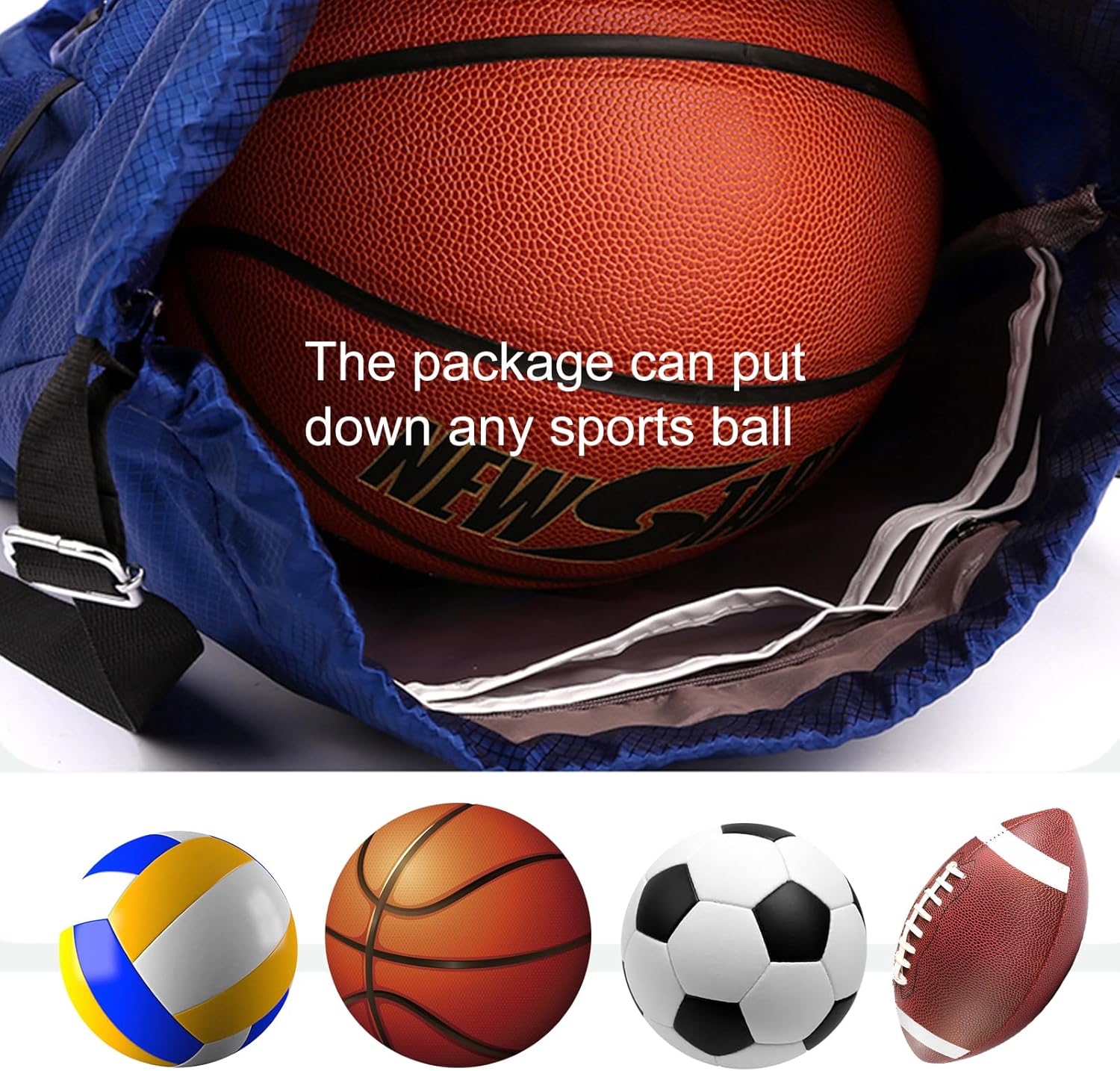 Veki Sport Rucksack mit Kordelzug, Turnbeutel Wasserdicht für Damen und Herren, Sportbeutel mit Bodenfach für Basketball, Fußball, Volleyball, Gymsack für Reisen, Fitnessstudio, Schwimmen – Bild 3