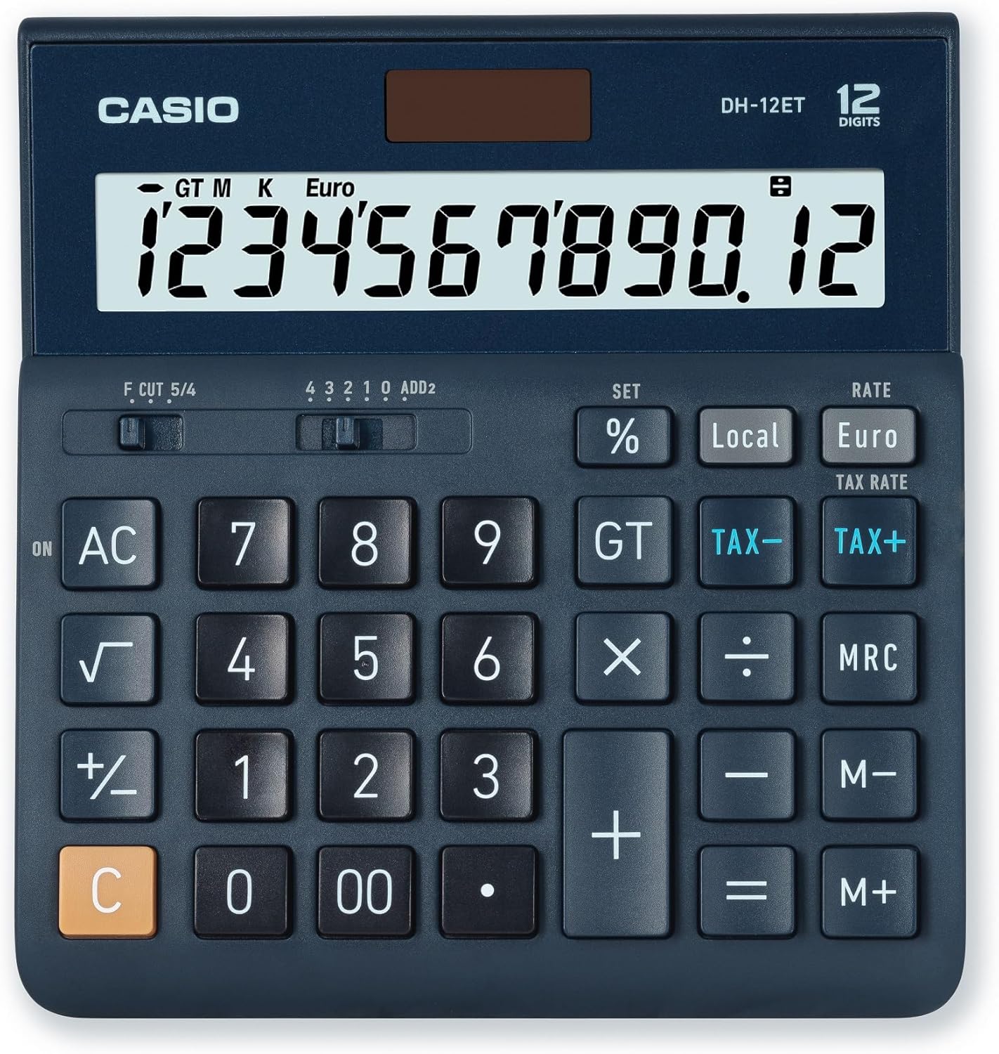 Casio Desktop Calculator DH-12ET 12-Digit Tax Calculation Total Storage Solar/Battery Operation