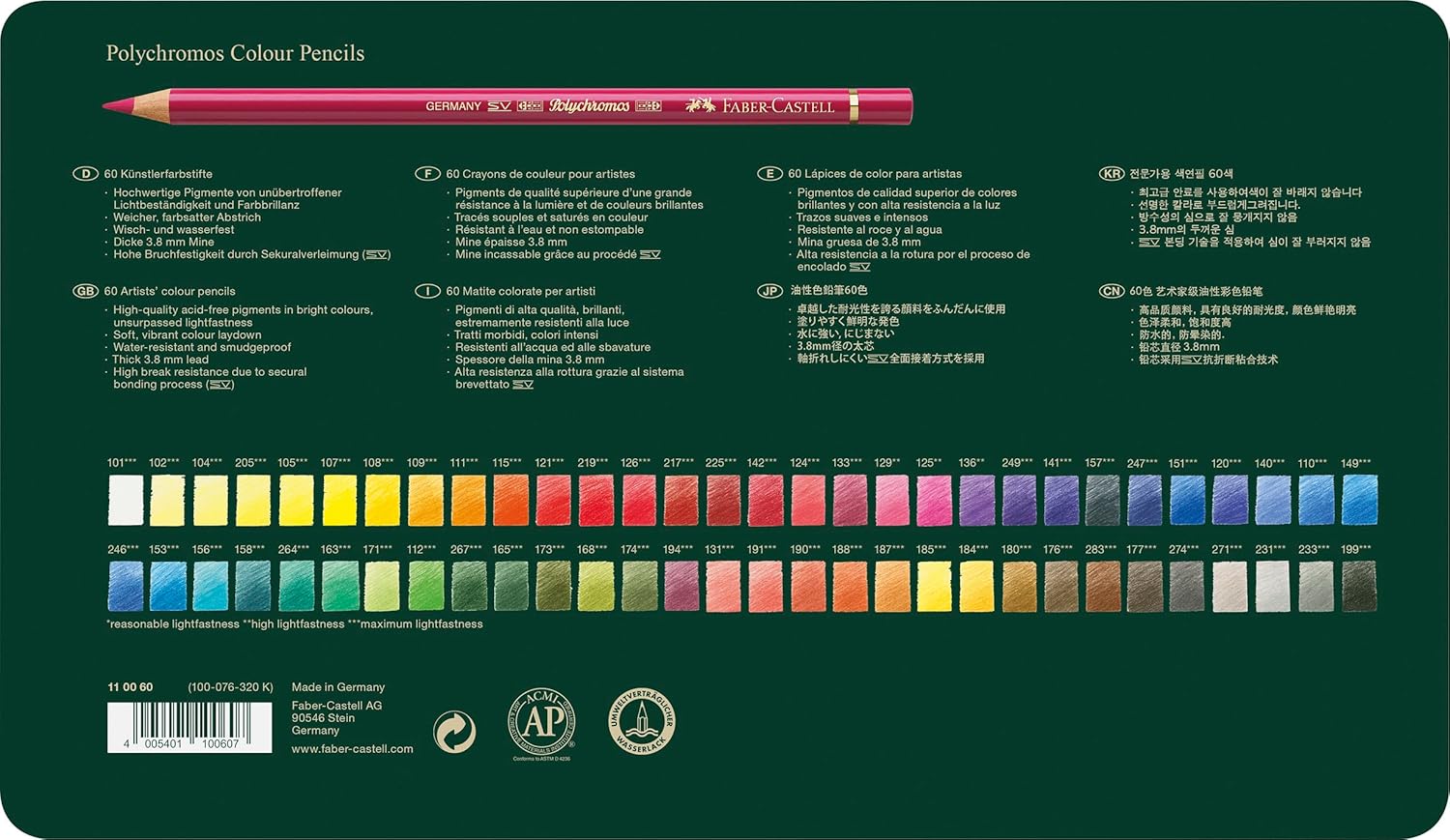 Faber-Castell 110060 – Polychromos Coloured Pencils, Pack of 60 in a Metal Case – Bild 3