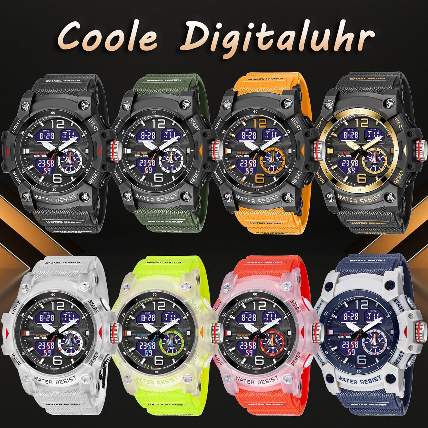 findtime Military Watches Men's Watch Digital and Analogue Waterproof Men's Watch Sporty LED Digital Watch Calendar Alarm Clock Stopwatch with Strap Tactical Watch Men Outdoor – Bild 6