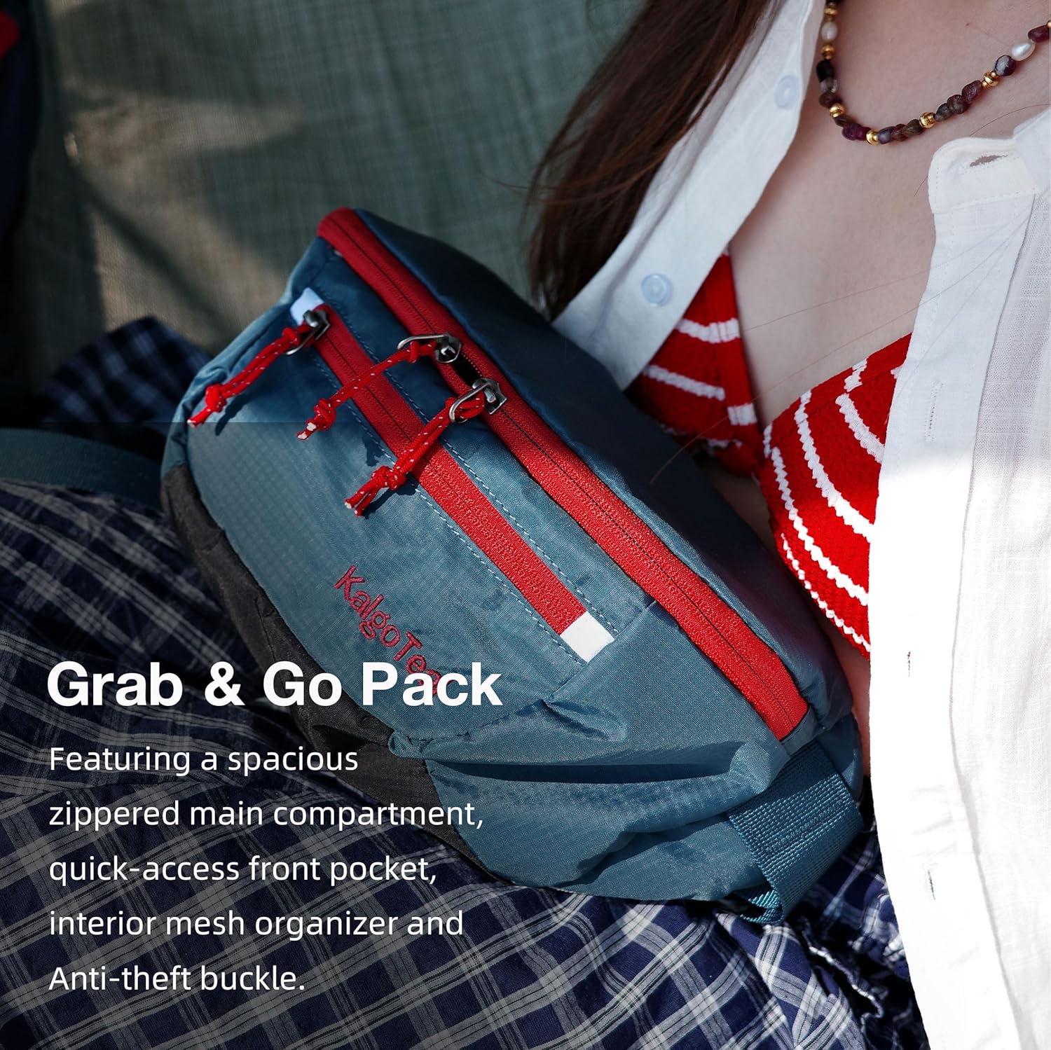 Ultralight Waist Bag 3L, Large Water-Repellent Bum Bag, Cycling, Hiking and Travel, 03 Slate Blue, Casual – Bild 7