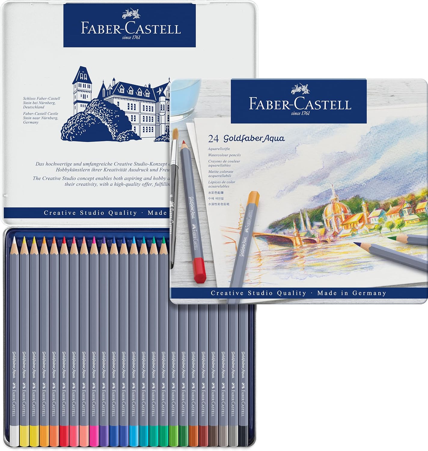 Goldfaber Aqua Watercolour Pencil in Metal Tin (Pack of 24)